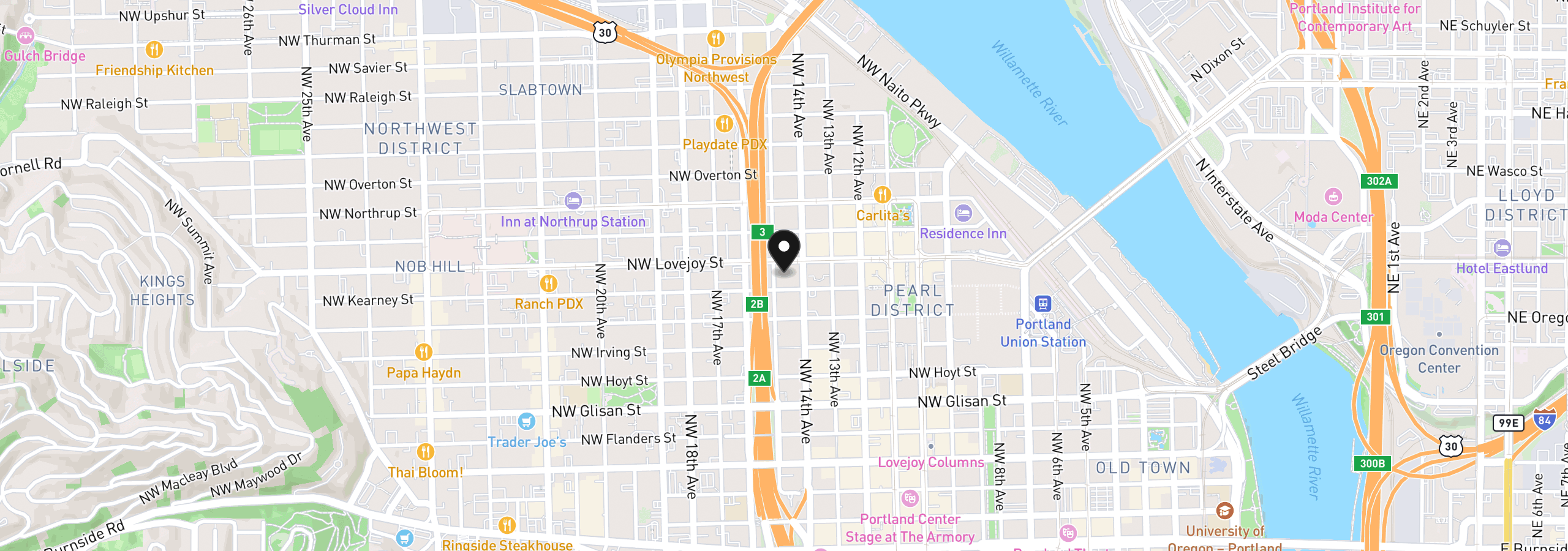 Map showing the location of 1420 NW Lovejoy St 720, Portland, OR 97209