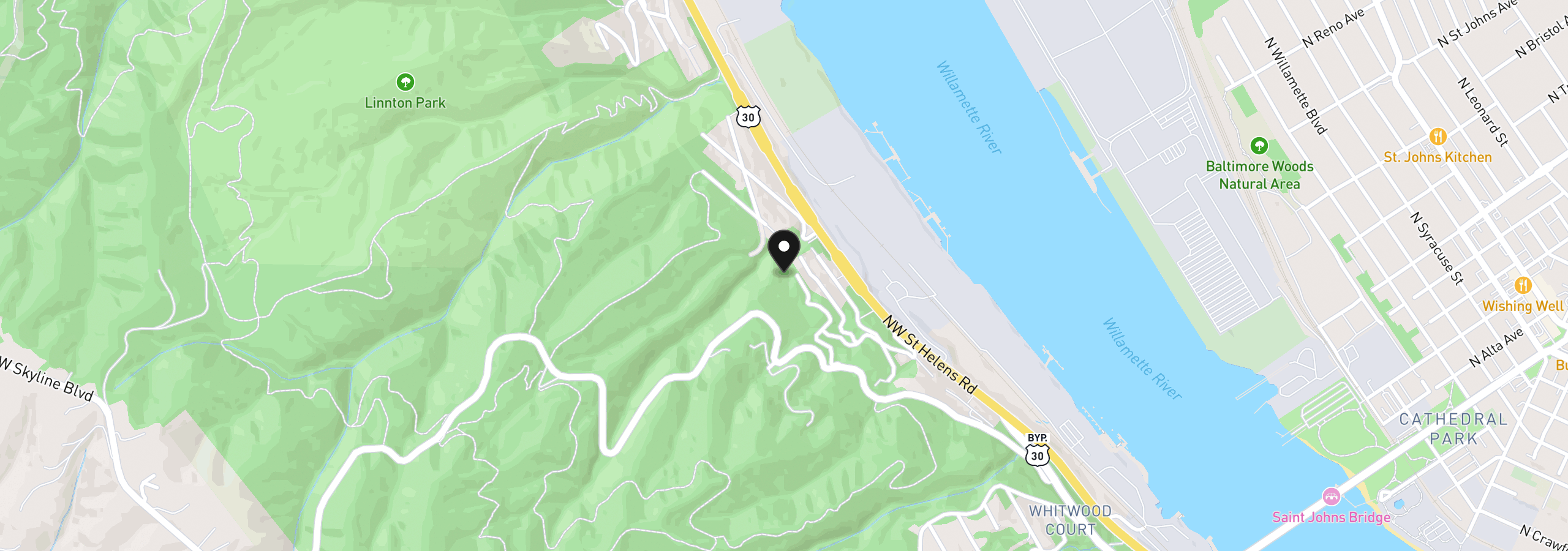 Map showing the location of 0 W Elva Ave, Portland, OR 97231