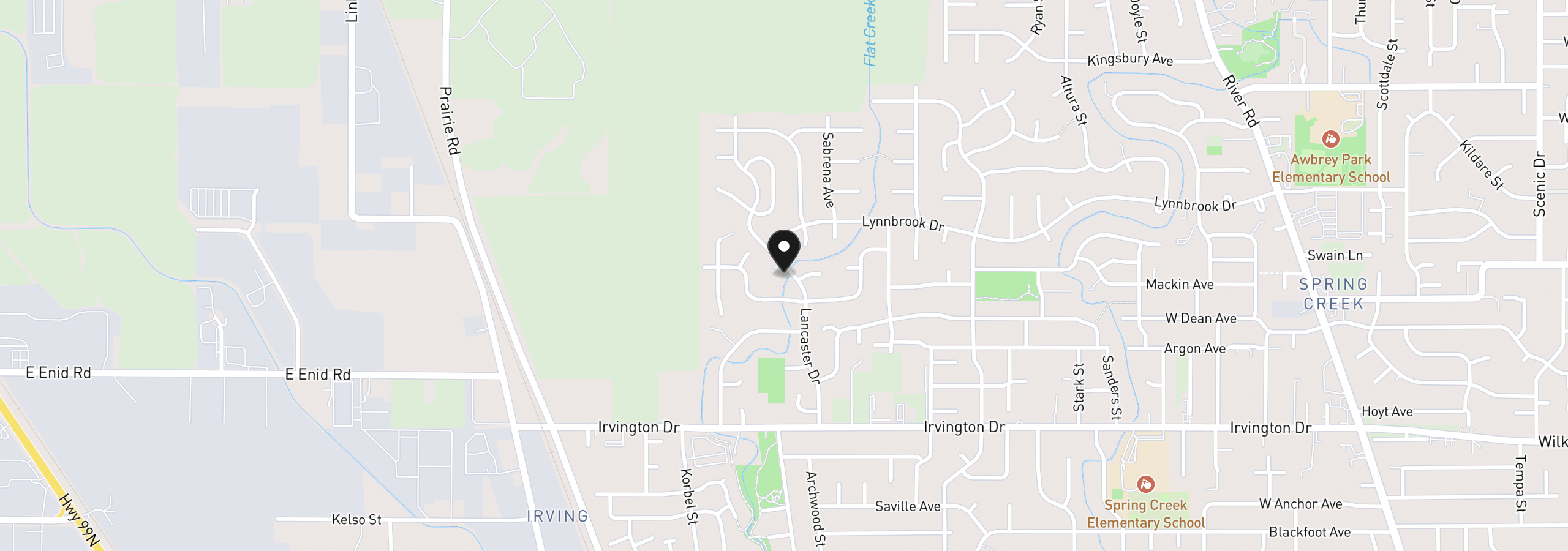 Map showing the location of 3850 Lancaster Dr, Eugene, OR 97404