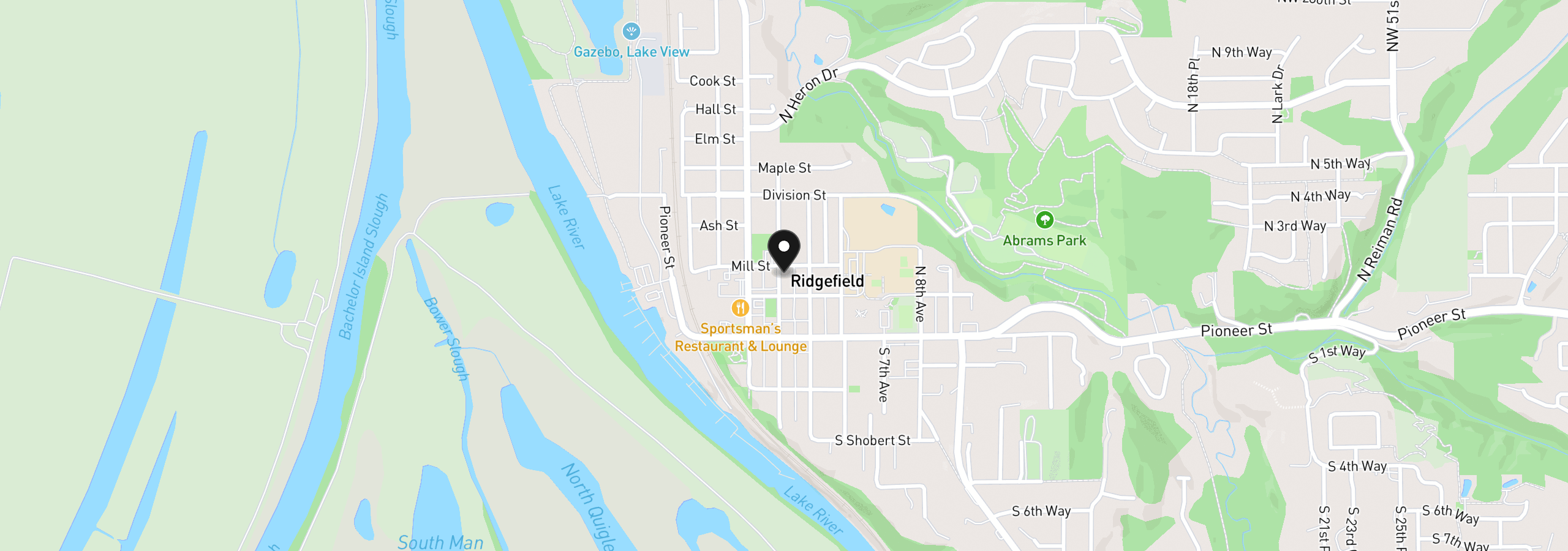 Map showing the location of 200 N 3rd Ave, Ridgefield, Wa 98642
