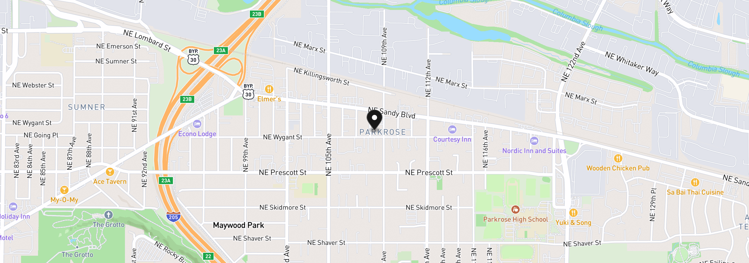 Map showing the location of 4716 4722 NE 108th Ave, Portland, OR 97220