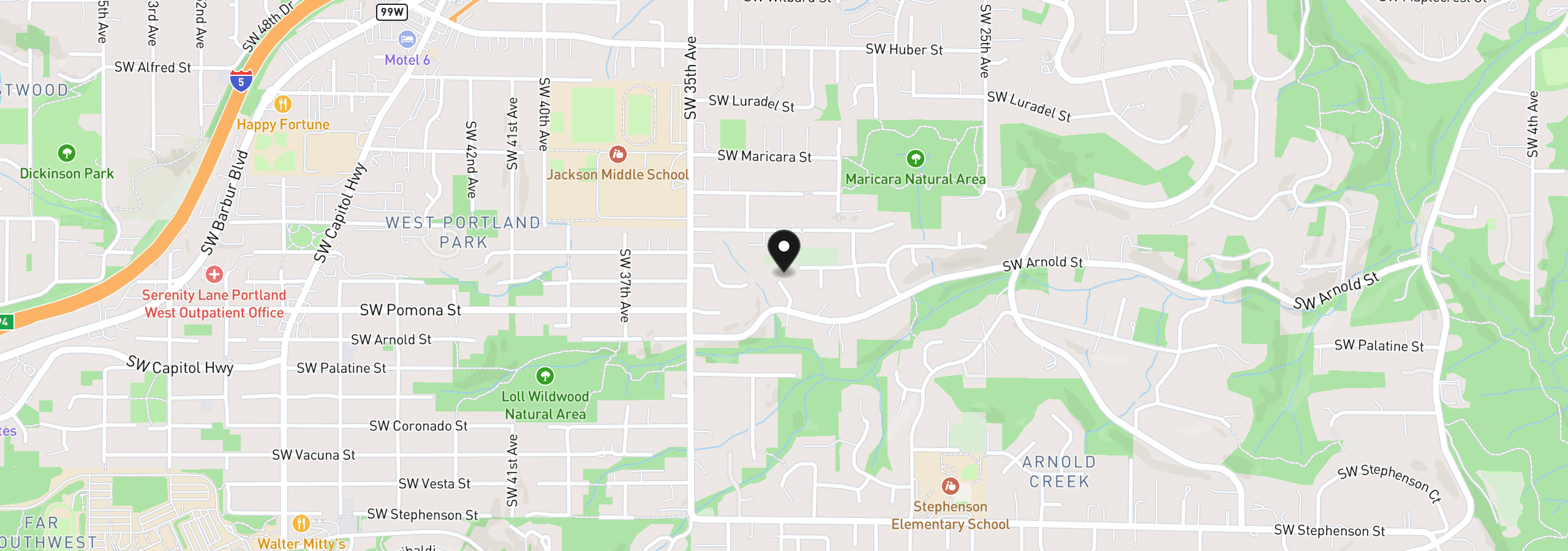 Map showing the location of 11007 SW 32nd Ave, Portland, OR 97219