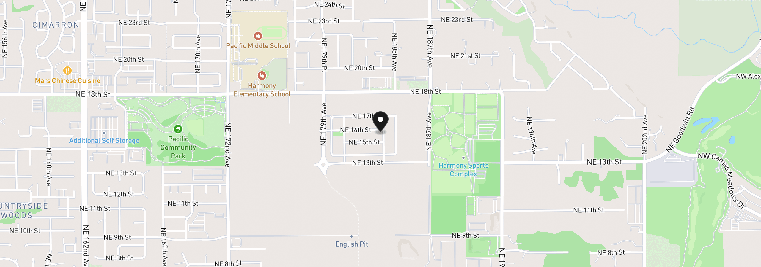 Map showing the location of 18310 NE 16th St, Vancouver, Wa 98684