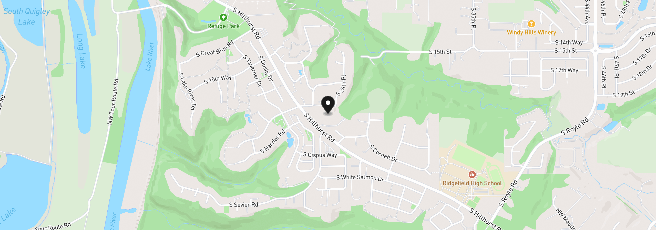 Map showing the location of 2213 S 19th Way, Ridgefield, Wa 98642