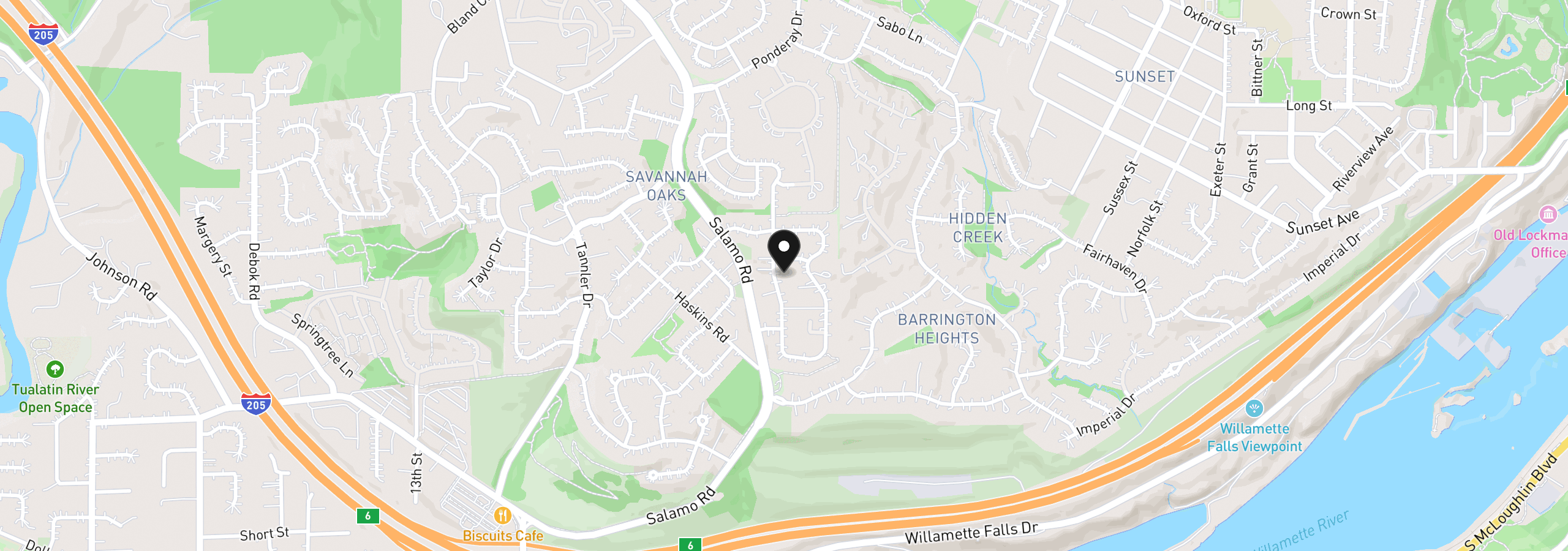 Map showing the location of 2525 Coeur D Alene Dr, West Linn, OR 97068