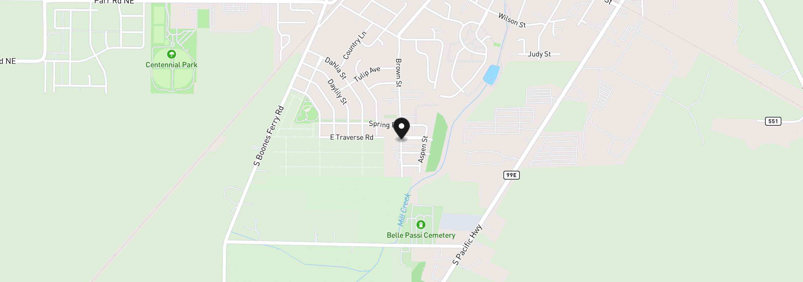 Map showing the location of 1524 Brown St, Woodburn, OR 97071