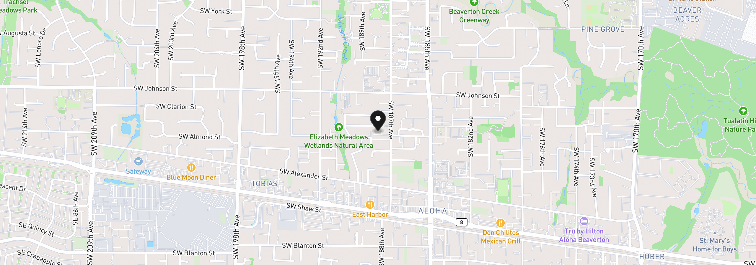 Map showing the location of 2981 SW 187th Ave, Beaverton, OR 97003