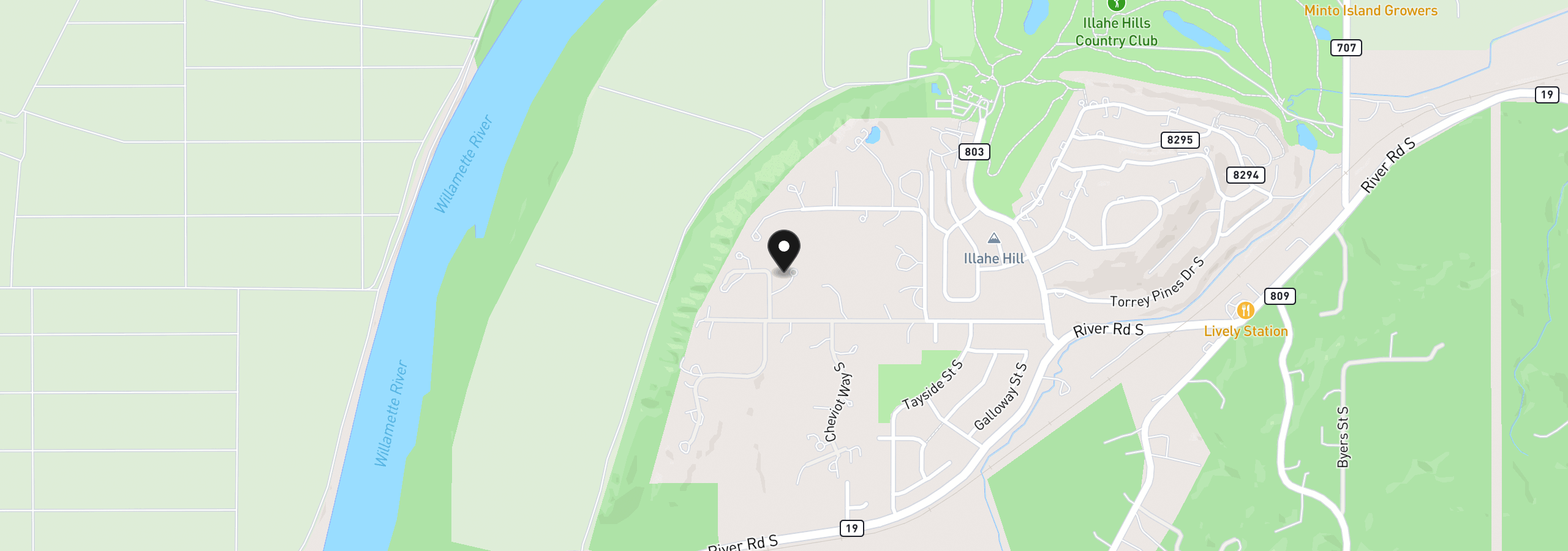 Map showing the location of 3650 Christen St S, Salem, OR 97302