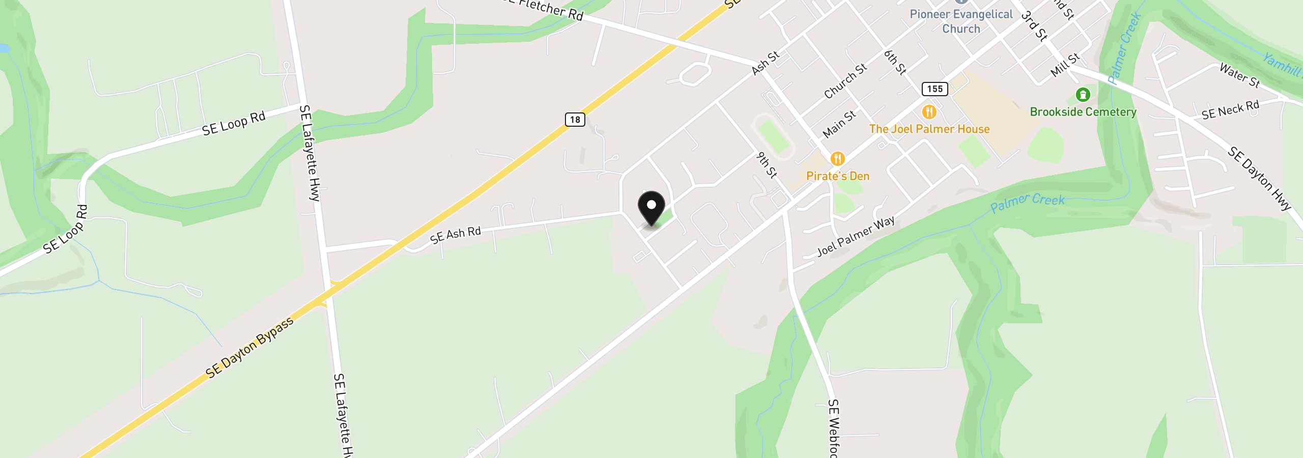 Map showing the location of 1130 Church St, Dayton, OR 97114
