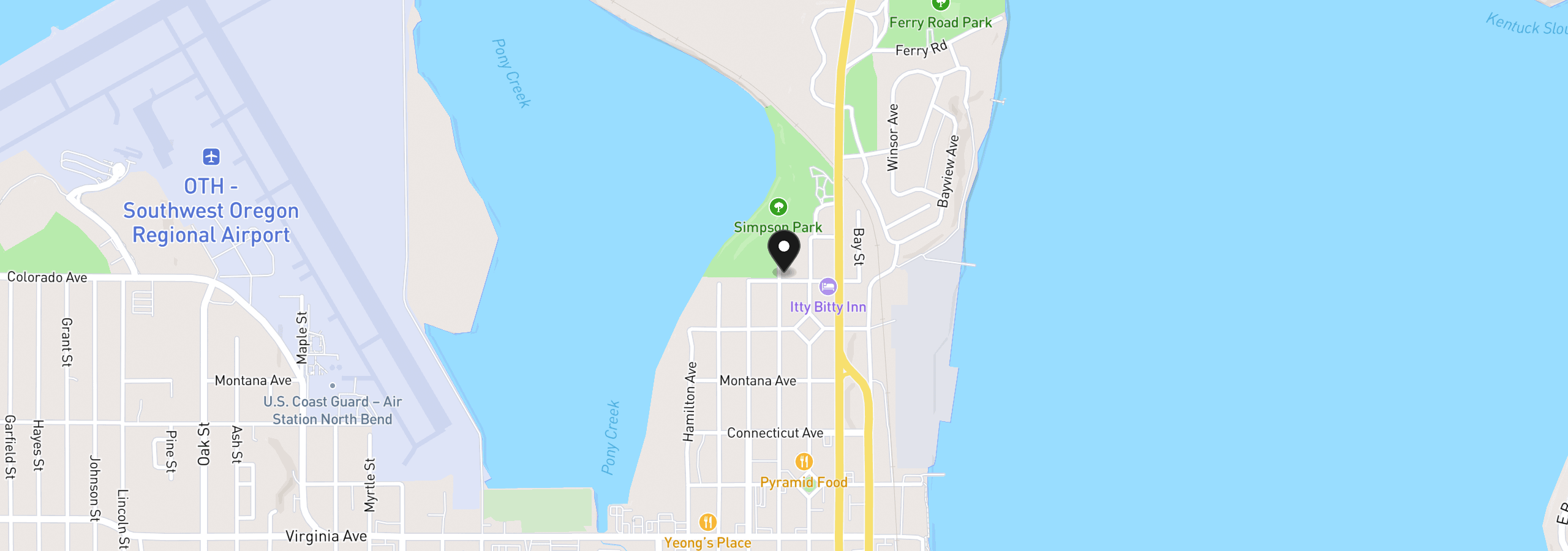Map showing the location of 892 Colorado Ave, North Bend, OR 97459