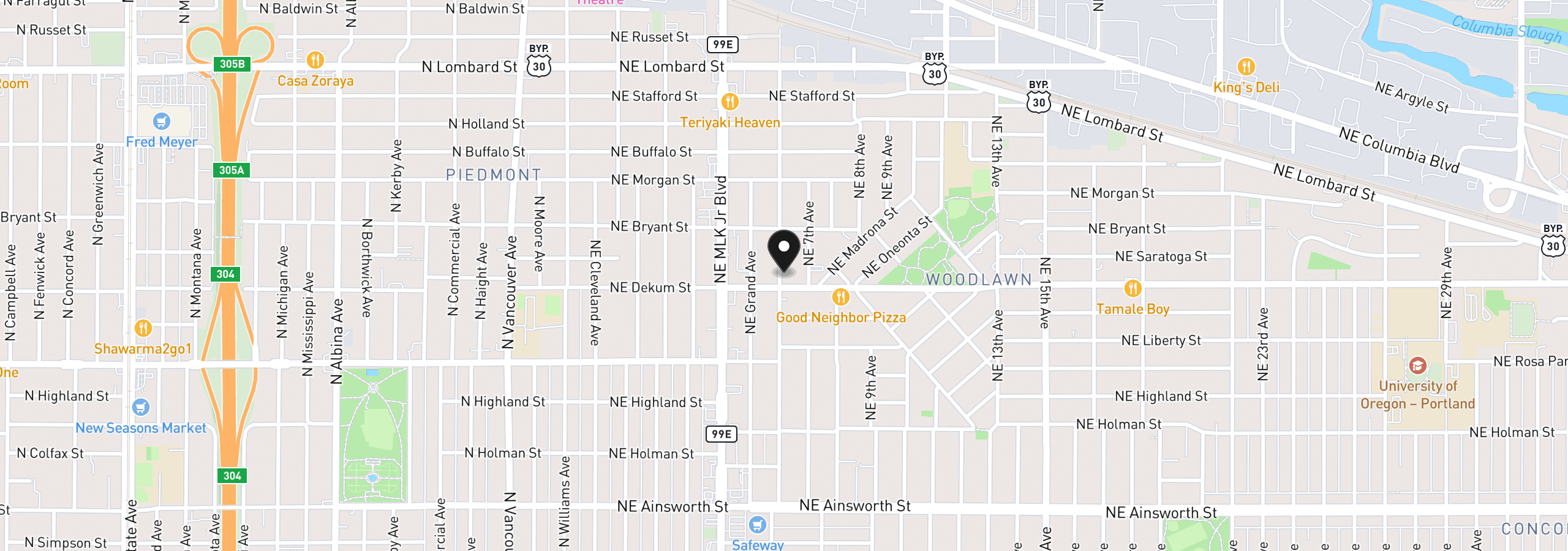 Map showing the location of 6808 NE 6th Ave, Portland, OR 97211