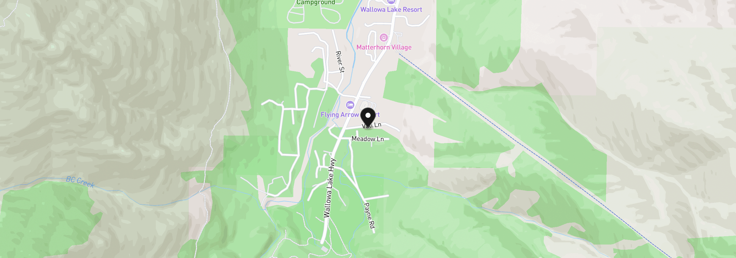 Map showing the location of 64706 Meadow Ln Ln, Joseph, OR 97846