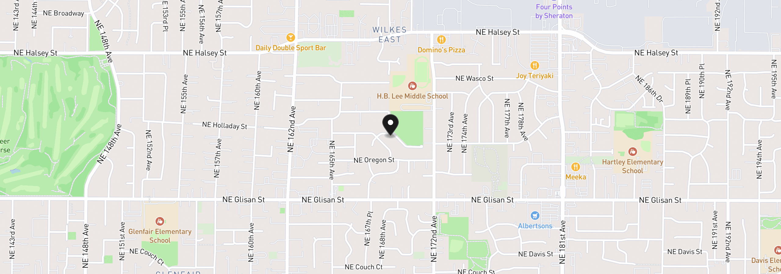 Map showing the location of 999 NE 169th Dr, Portland, OR 97230