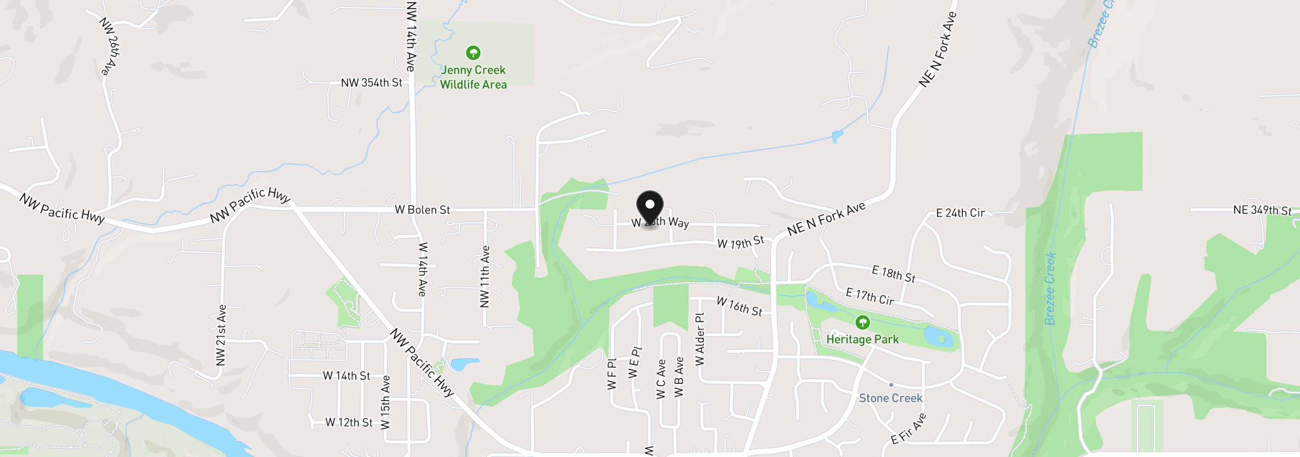 Map showing the location of 416 W 20th Way, La Center, Wa 98629