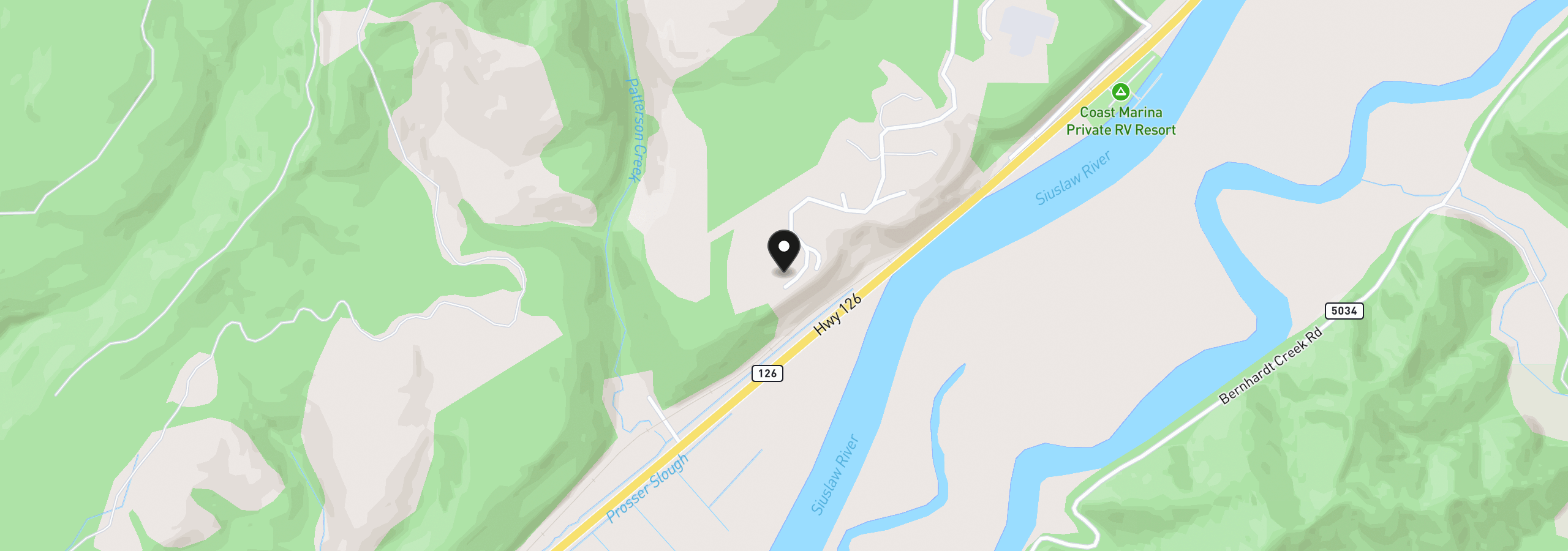 Map showing the location of 7665 Bernhardt Heights Rd, Florence, OR 97439
