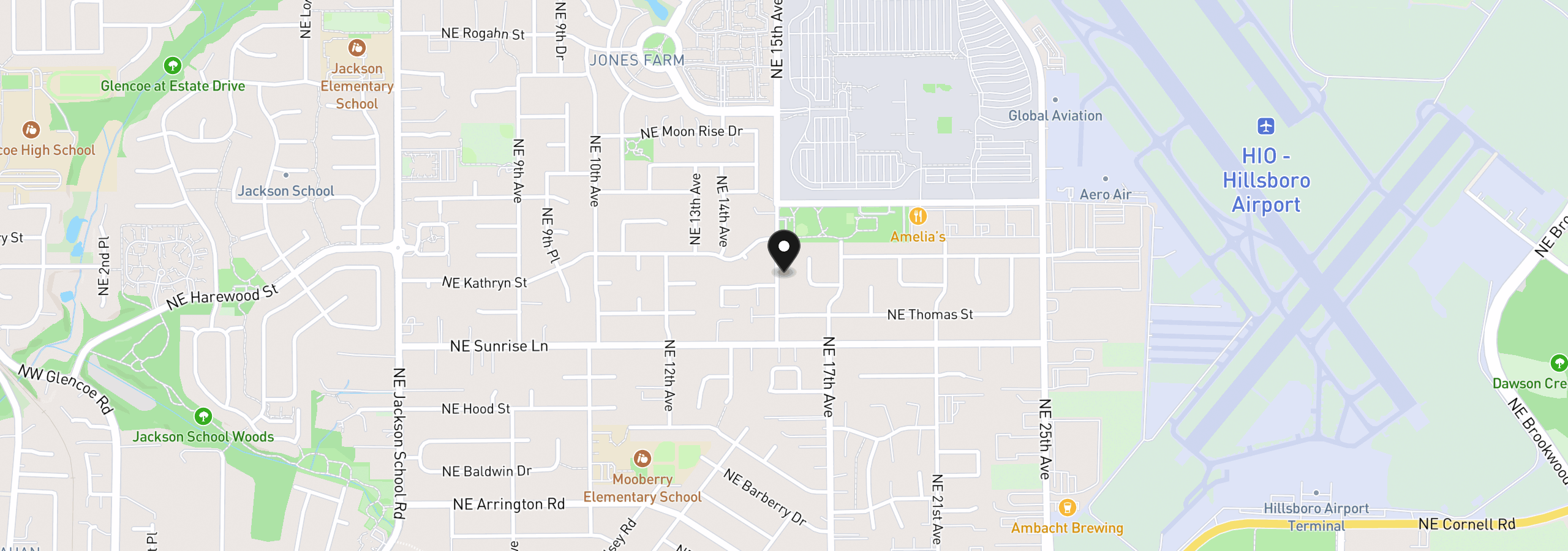 Map showing the location of 1874 NE 15th Ave, Hillsboro, OR 97124