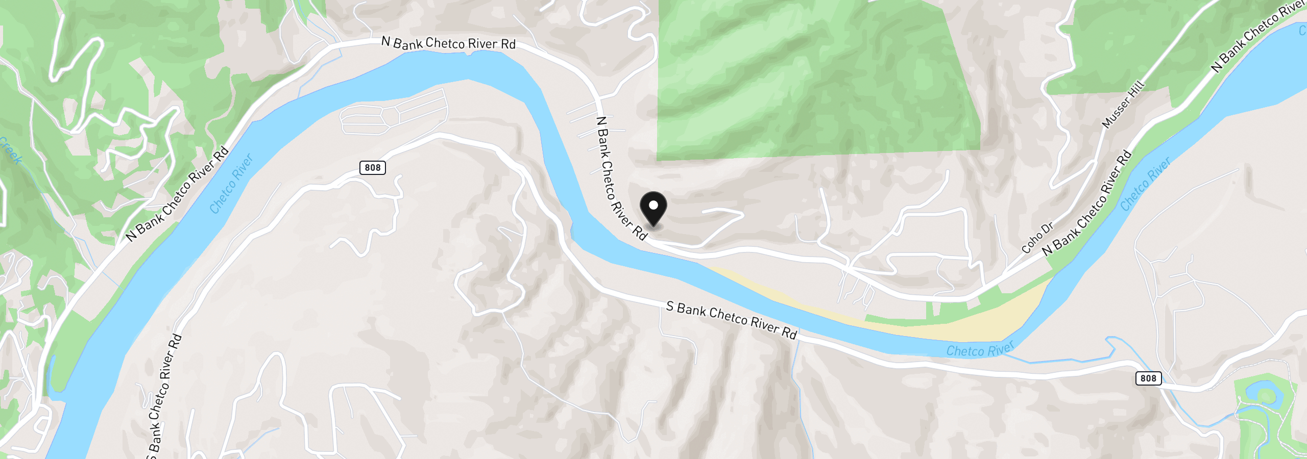 Map showing the location of 98493 N Bank Chetco River Rd, Brookings, OR 97415