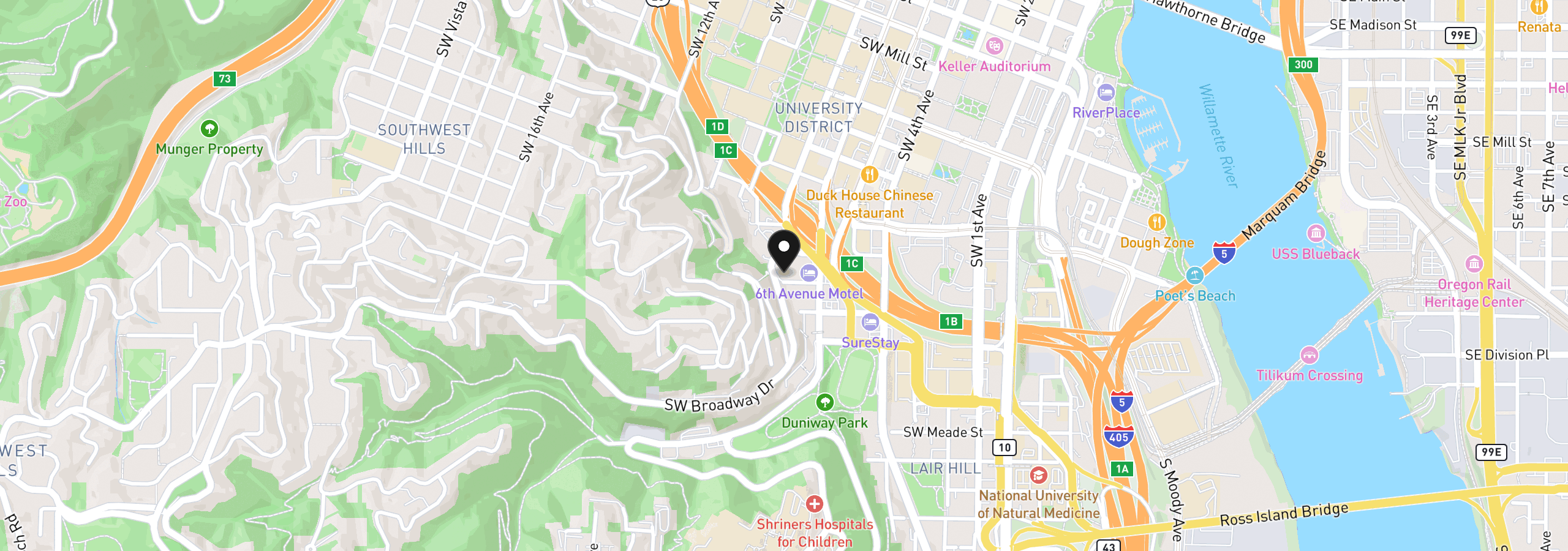 Map showing the location of 653 SW Sherman St, Portland, OR 97201