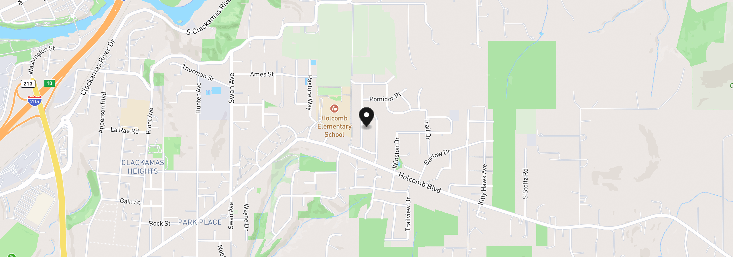 Map showing the location of 16001 Barlow Trail Ln, Oregon City, OR 97045