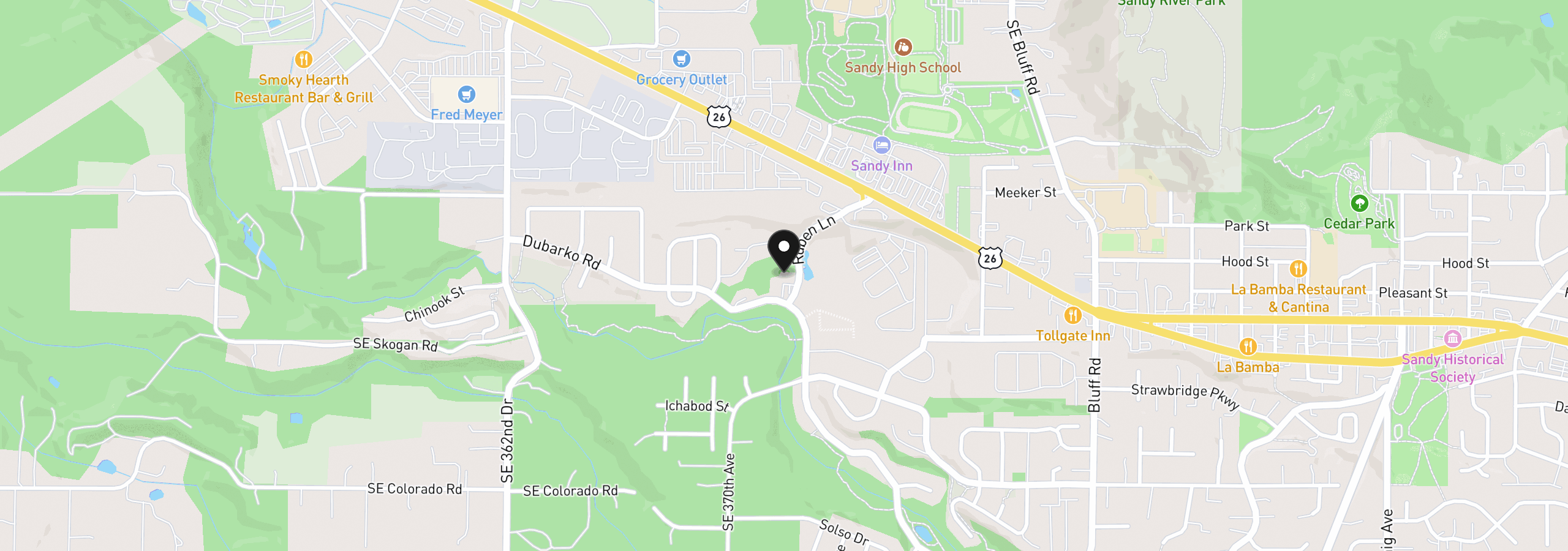 Map showing the location of 17375 Ruben Ln 28, Sandy, OR 97055