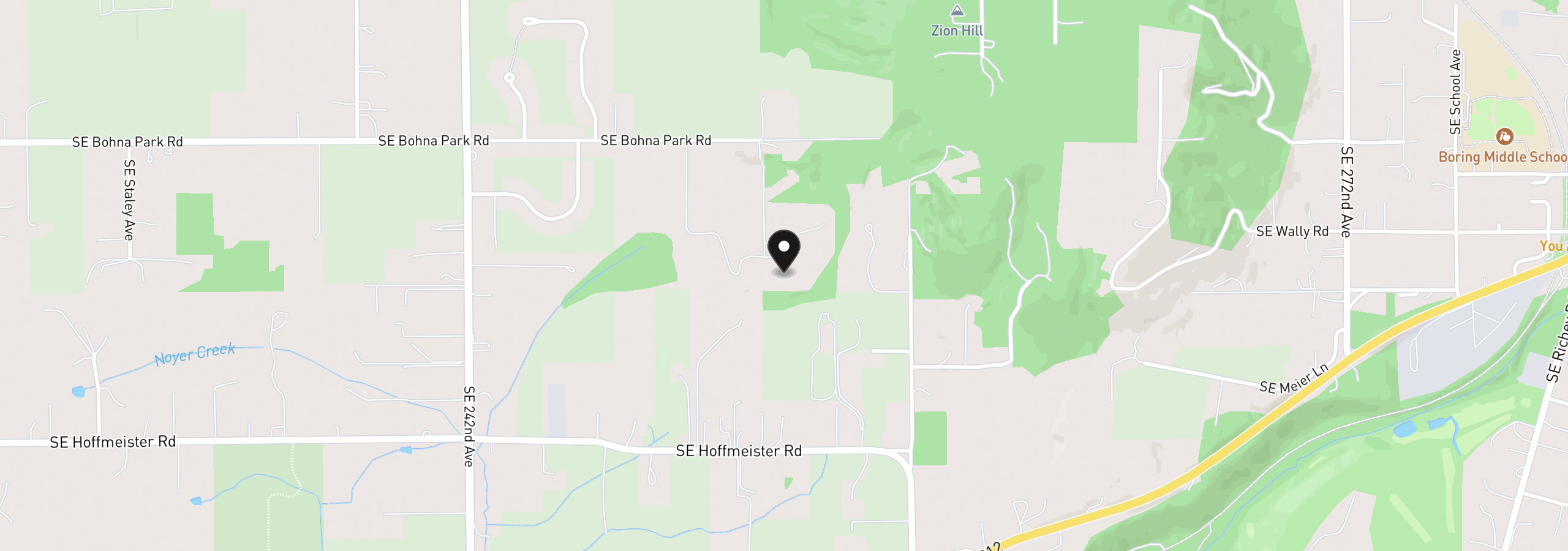 Map showing the location of 25150 SE Bohna Park Rd, Damascus, OR 97089