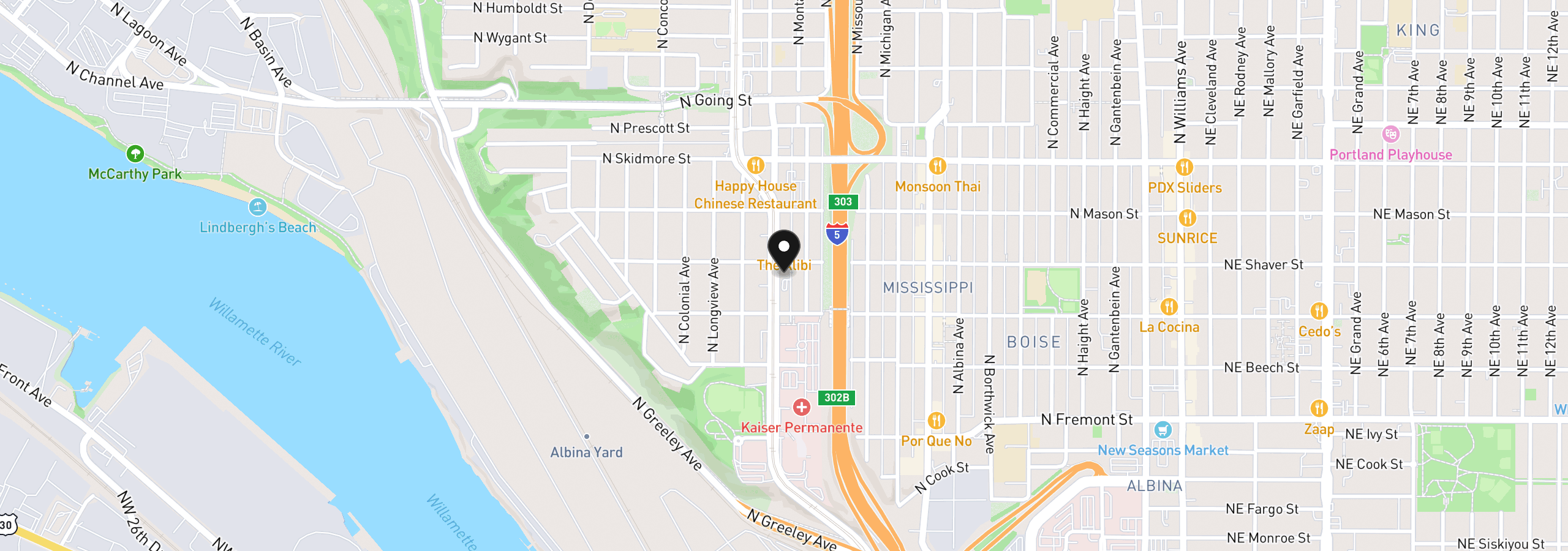 Map showing the location of 3970 N Interstate Ave 307, Portland, OR 97227