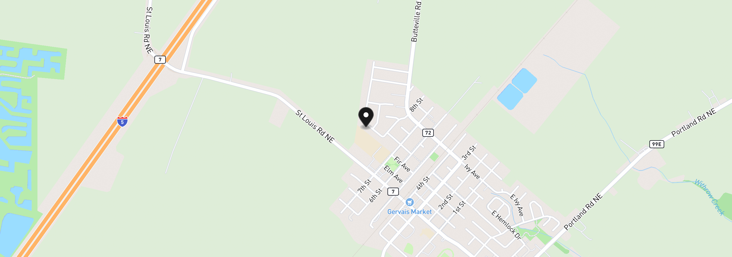 Map showing the location of 940 Winfield St NE, Gervais, OR 97026