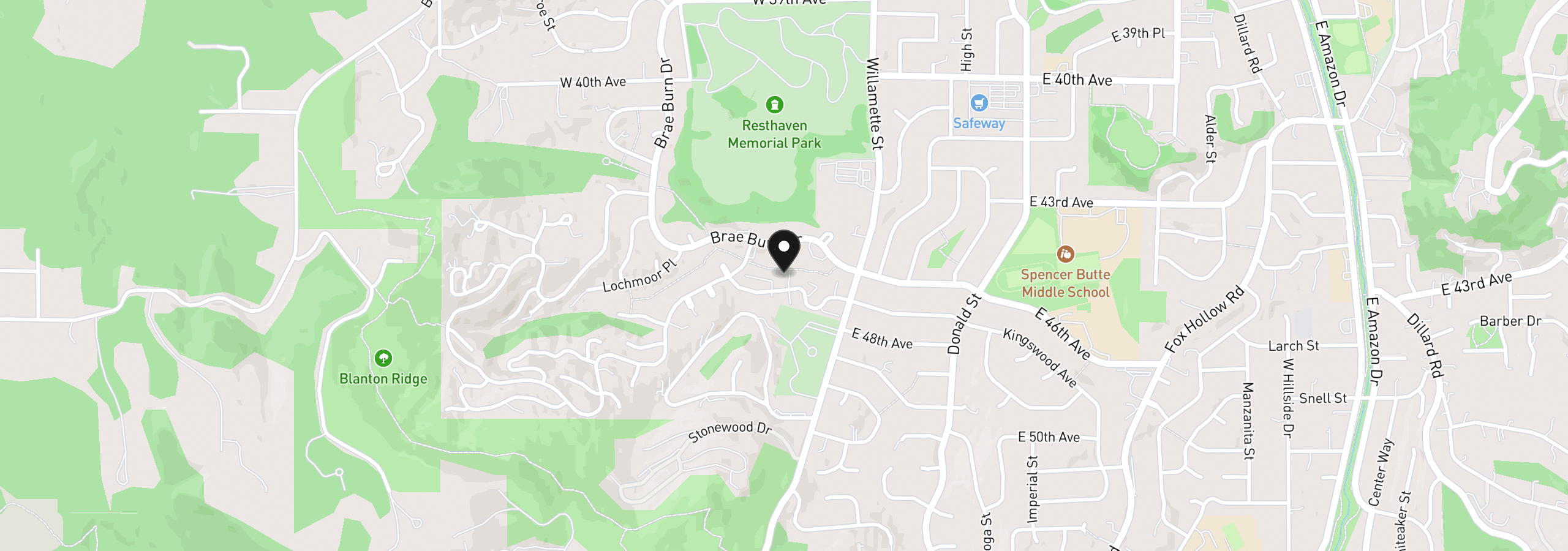 Map showing the location of 127 Westbrook Way, Eugene, OR 97405