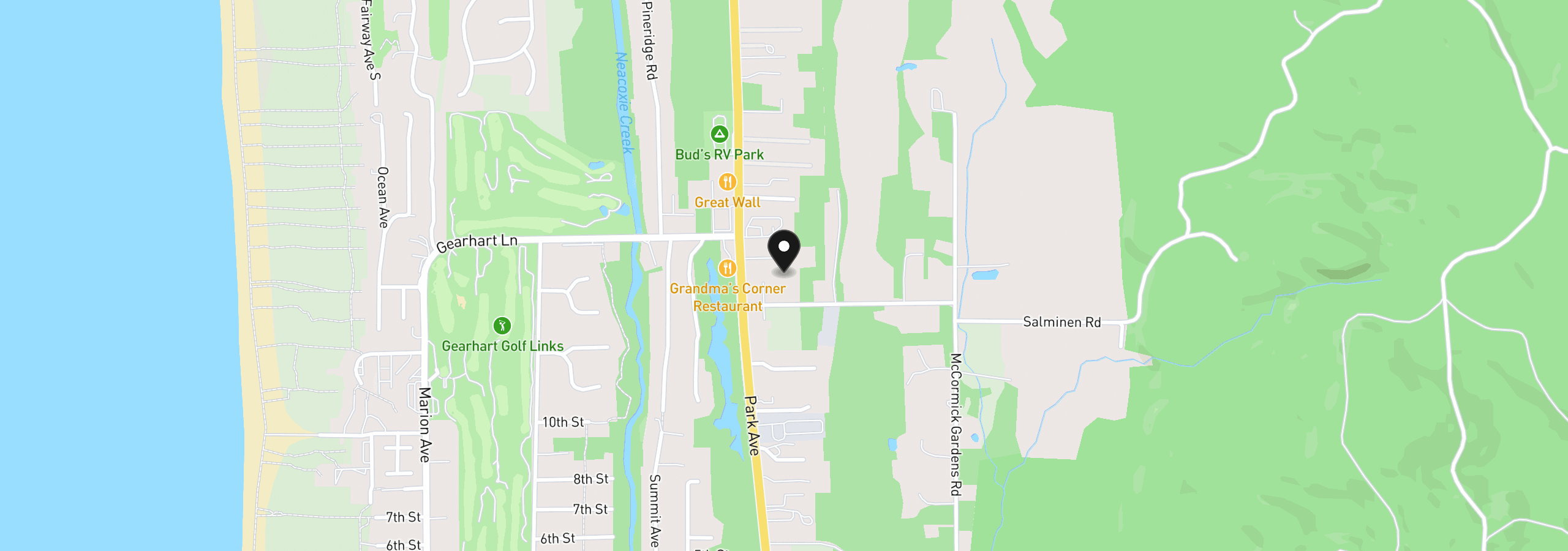 Map showing the location of 4173 Highway 101 N, Gearhart, OR 97016