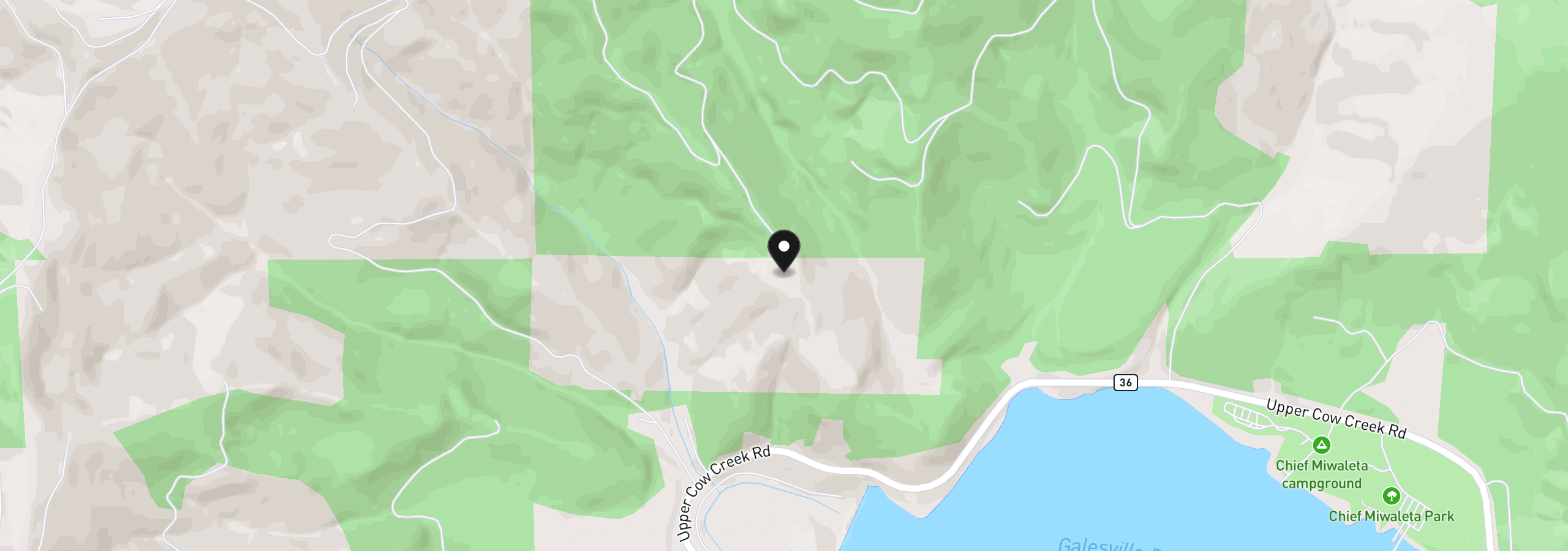 Map showing the location of 0 Upper Cow Creek Rd, Azalea, OR 97410