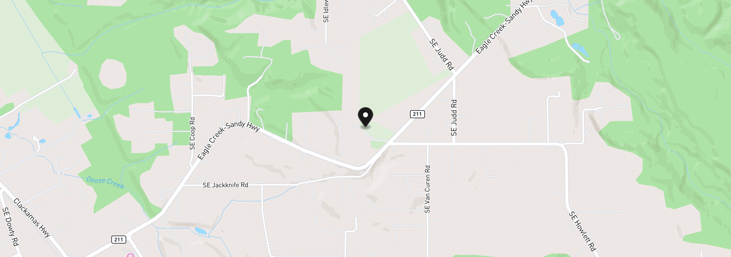 Map showing the location of 31909 SE Highway 211, Eagle Creek, OR 97022