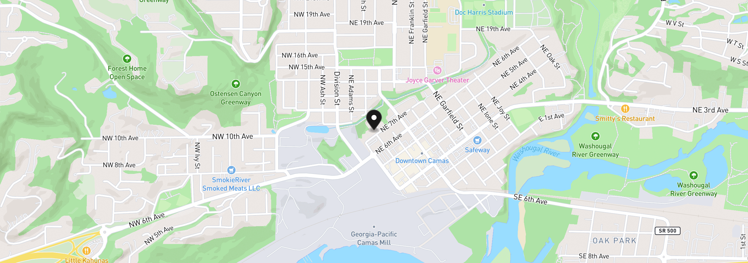 Map showing the location of 245 NE 7th Ave, Camas, Wa 98607