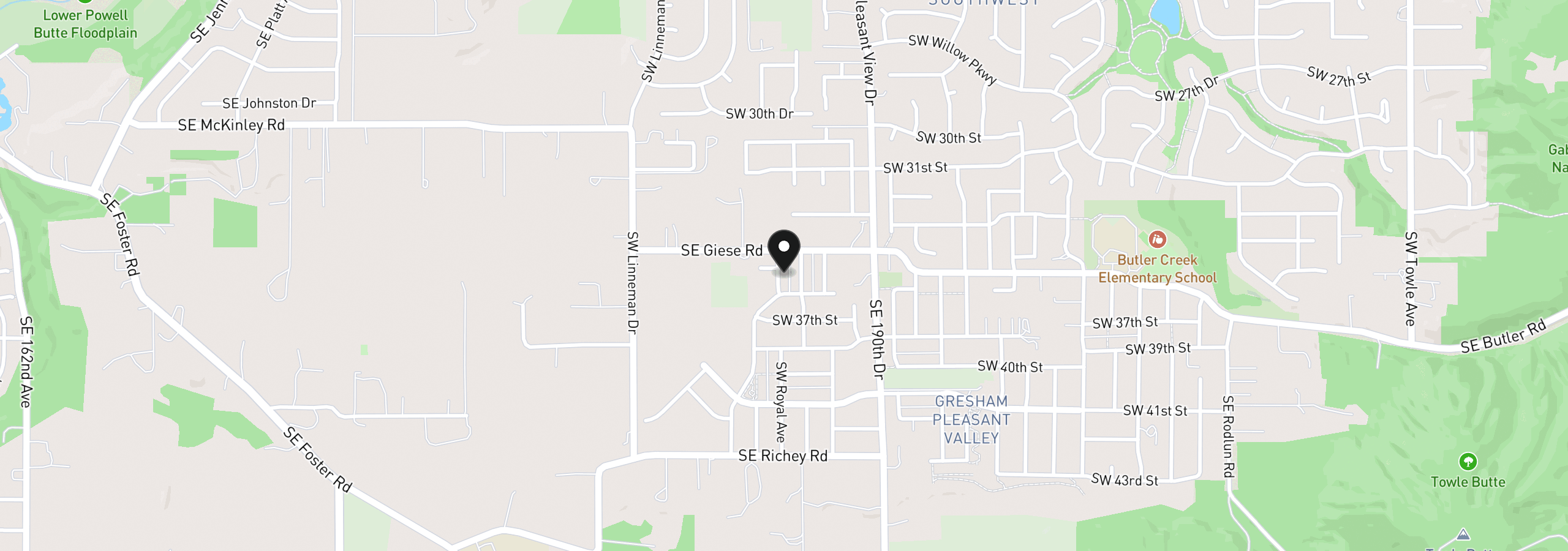 Map showing the location of 3534 SW Royal Ave, Gresham, OR 97080