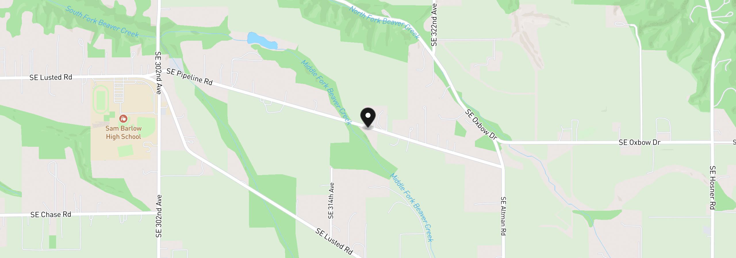 Map showing the location of 31616 SE Pipeline Rd, Gresham, OR 97080