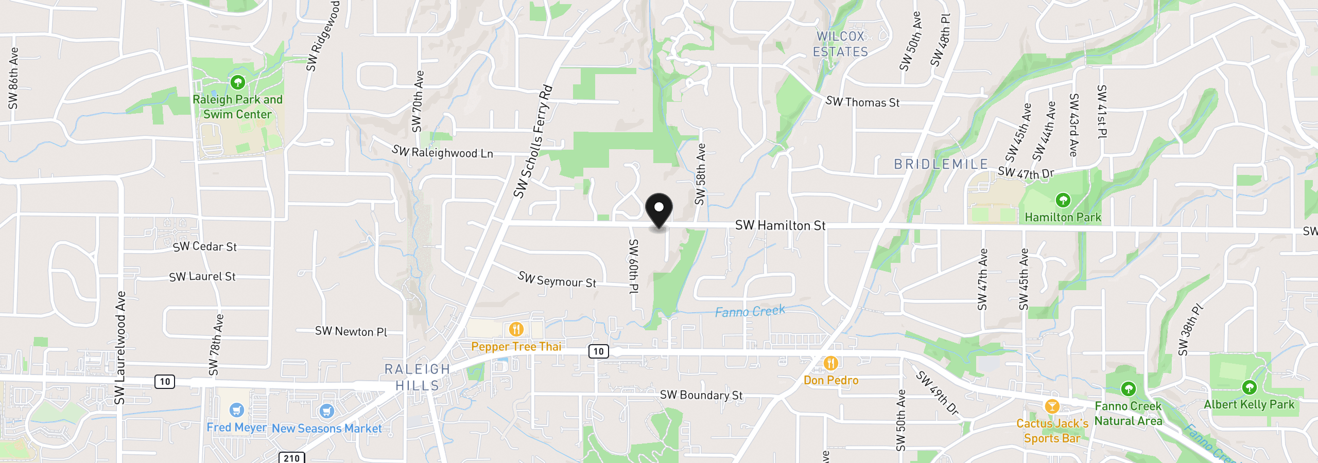 Map showing the location of 4515 SW 59th Ave, Portland, OR 97221
