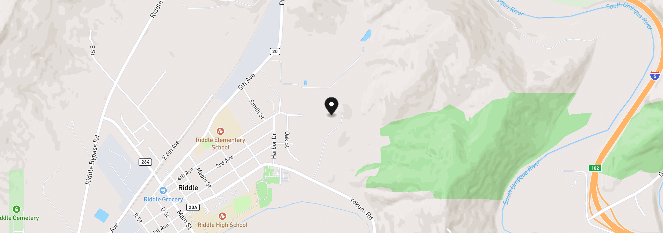 Map showing the location of 0 North Ct, Riddle, OR 97469