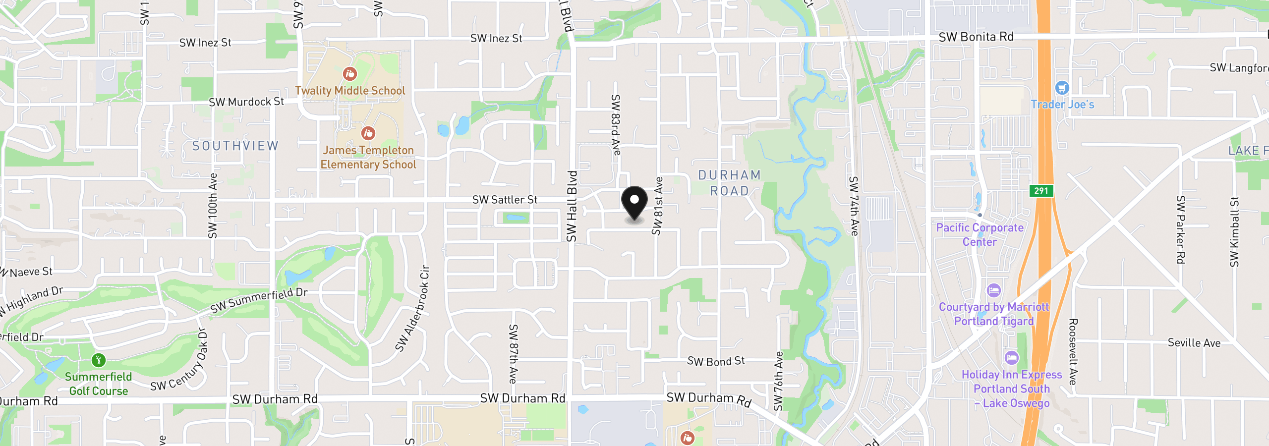 Map showing the location of 15118 SW Kenton Dr, Portland, OR 97224