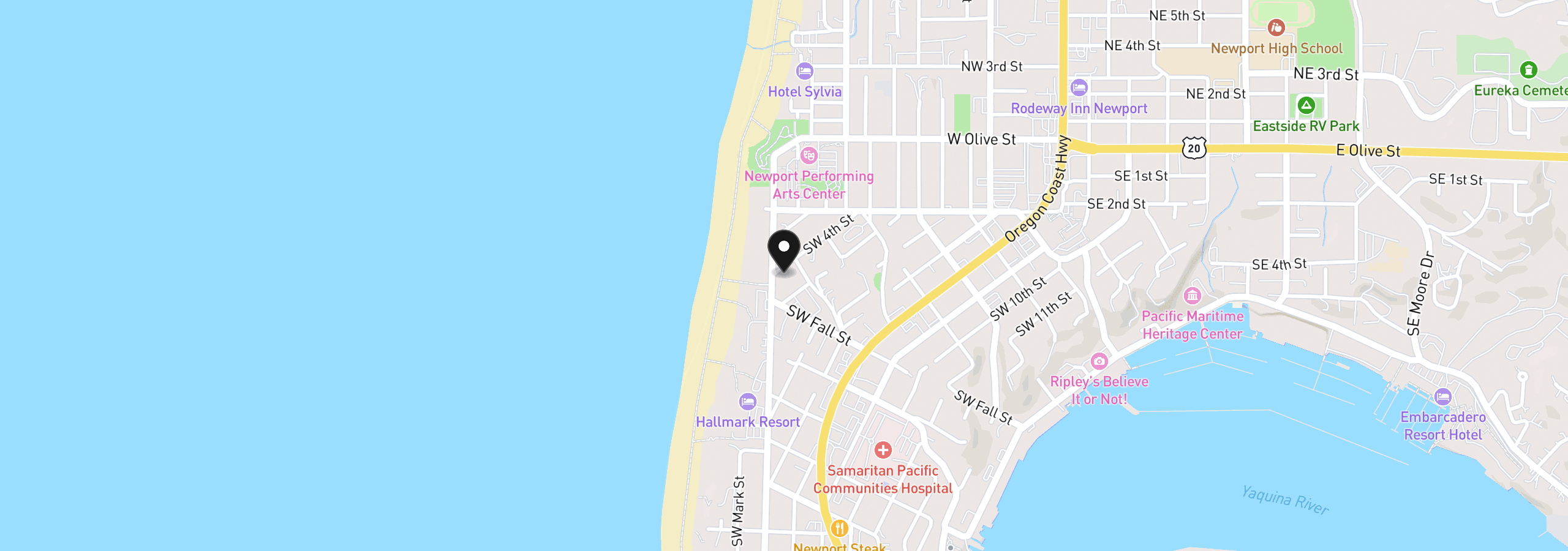 Map showing the location of 4100 SW 4th St, Newport, OR 97365