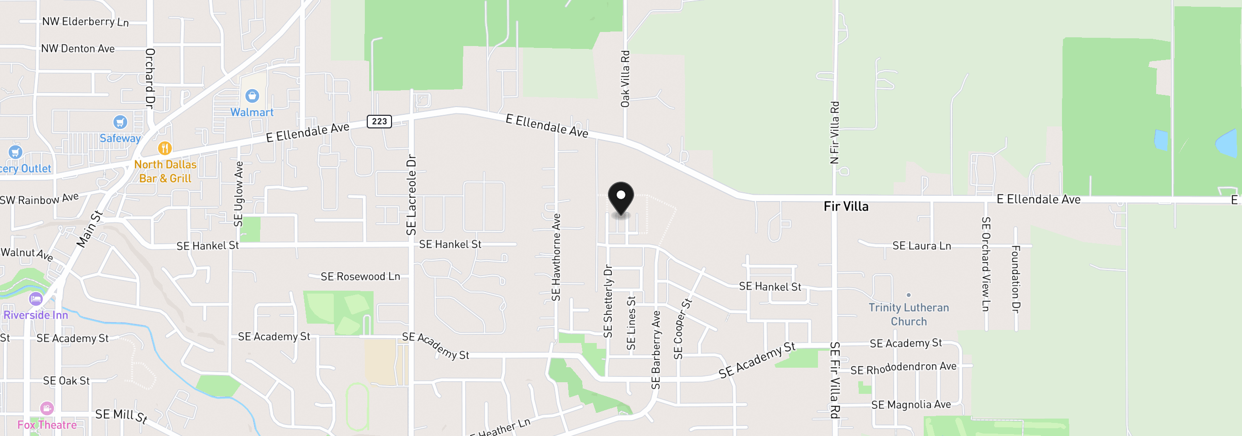 Map showing the location of 349 SE Kitzmiller Dr, Dallas, OR 97338