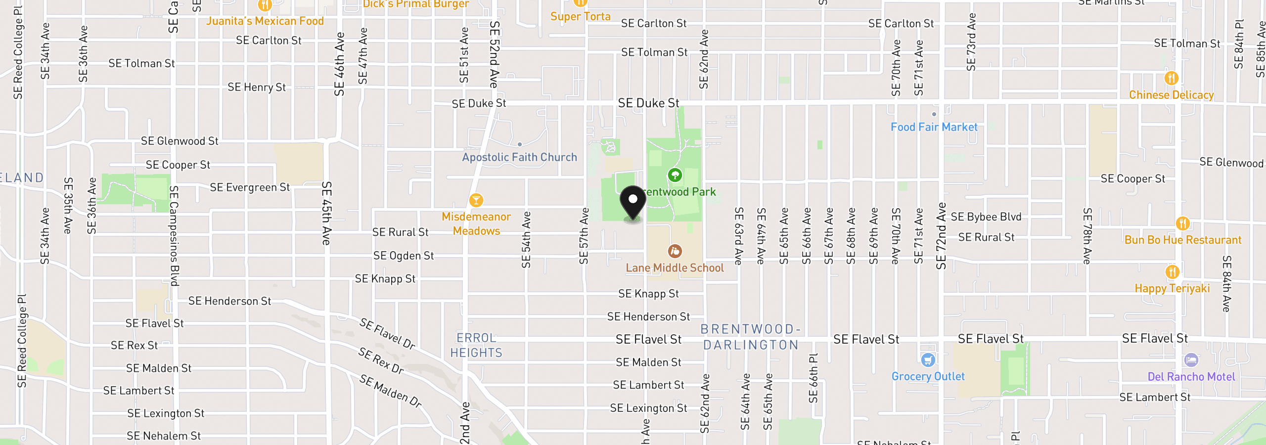 Map showing the location of 7045 SE 60th Ave, Portland, OR 97206
