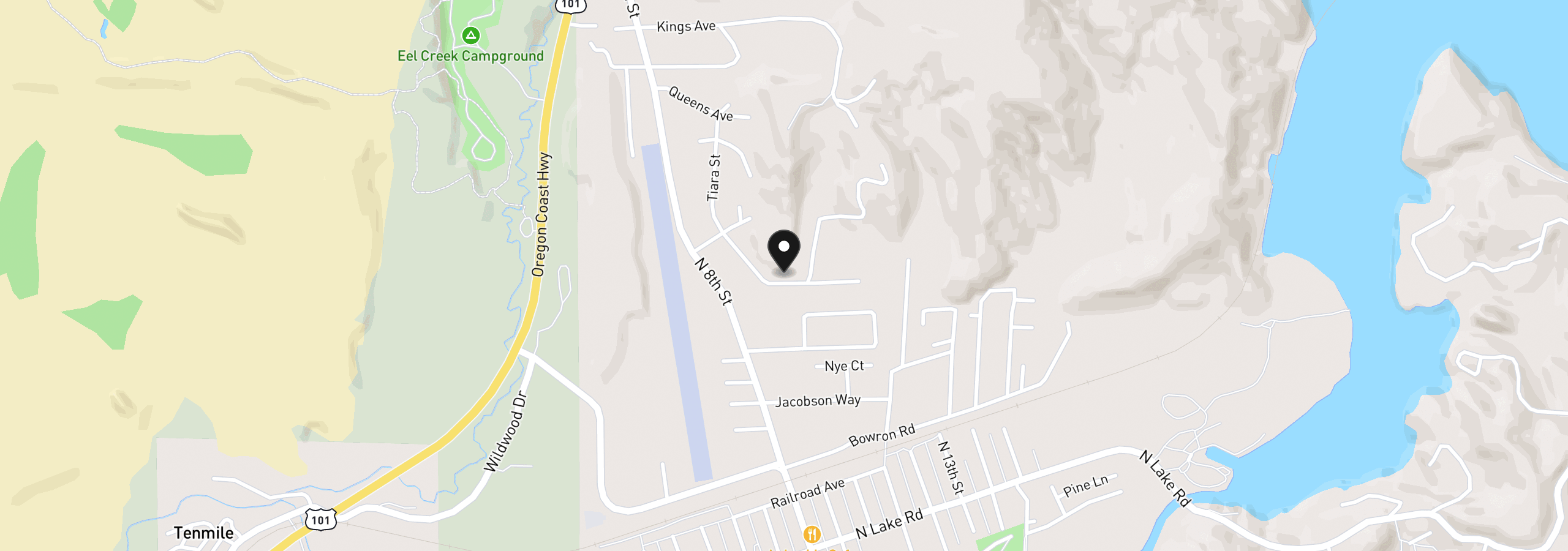 Map showing the location of 450 Tiara St, Lakeside, OR 97449