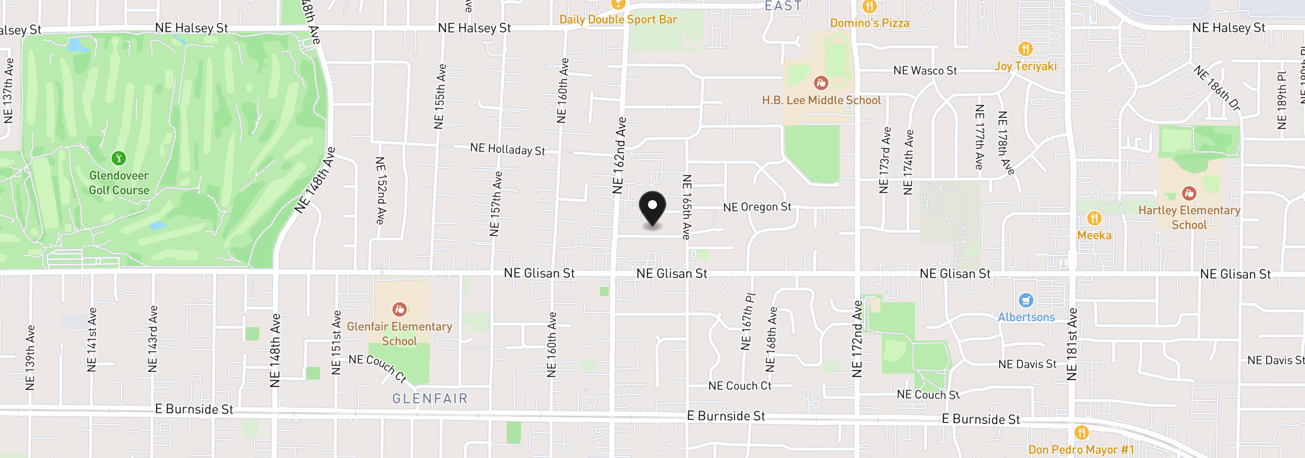 Map showing the location of 16325 NE Hoyt St, Portland, OR 97230