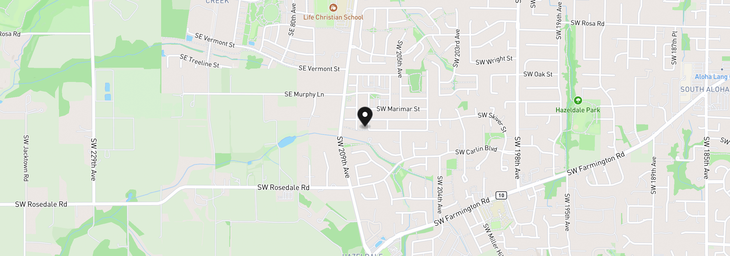 Map showing the location of 6451 SW 208th Ter, Beaverton, OR 97078