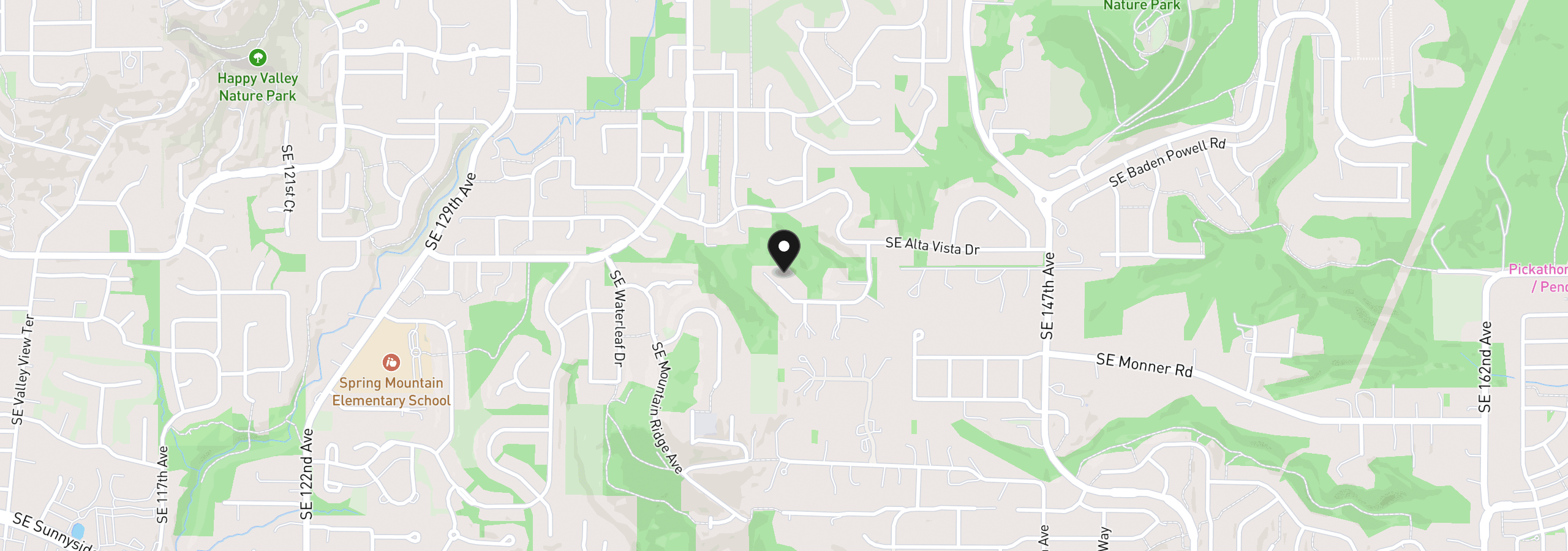 Map showing the location of 13829 SE Claremont St, Happy Valley, OR 97086