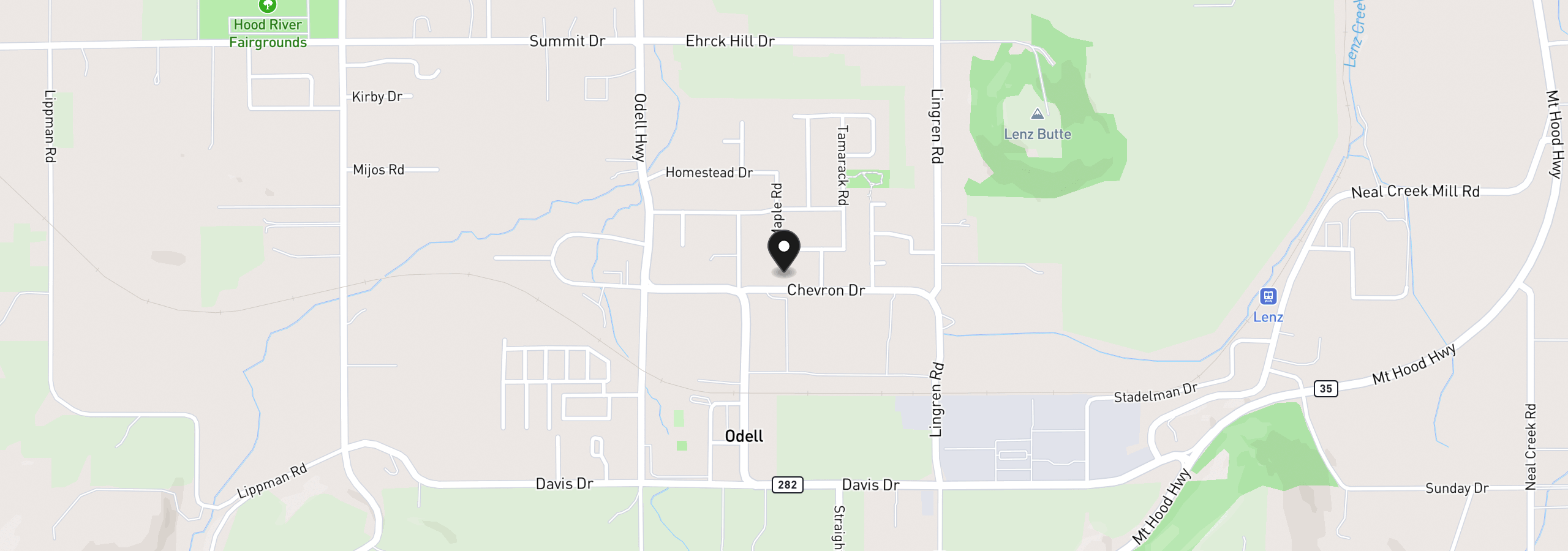 Map showing the location of 3600 Chevron Dr, Hood River, OR 97031