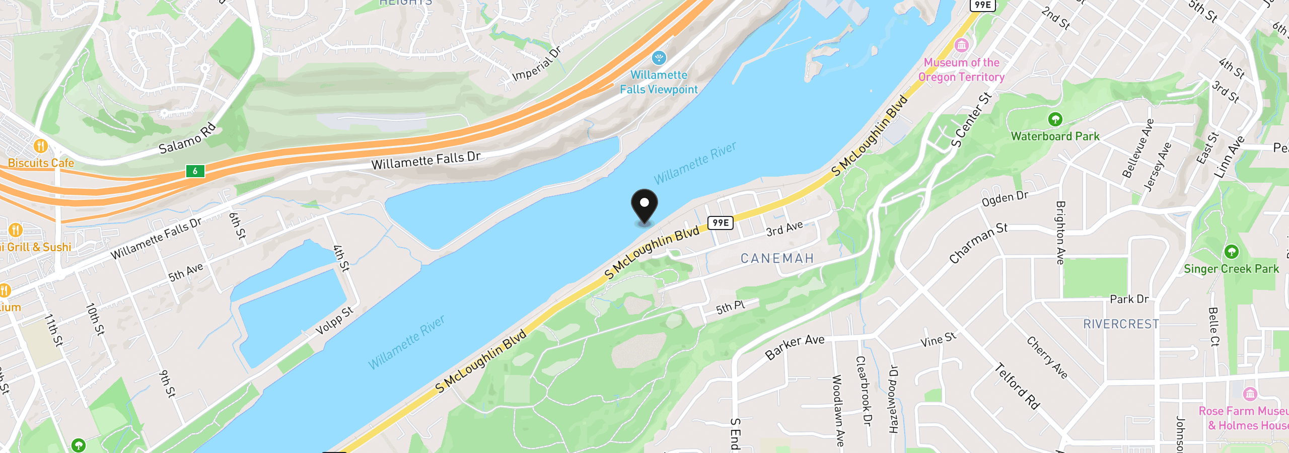 Map showing the location of 901 S McLoughlin Blvd B, Oregon City, OR 97045