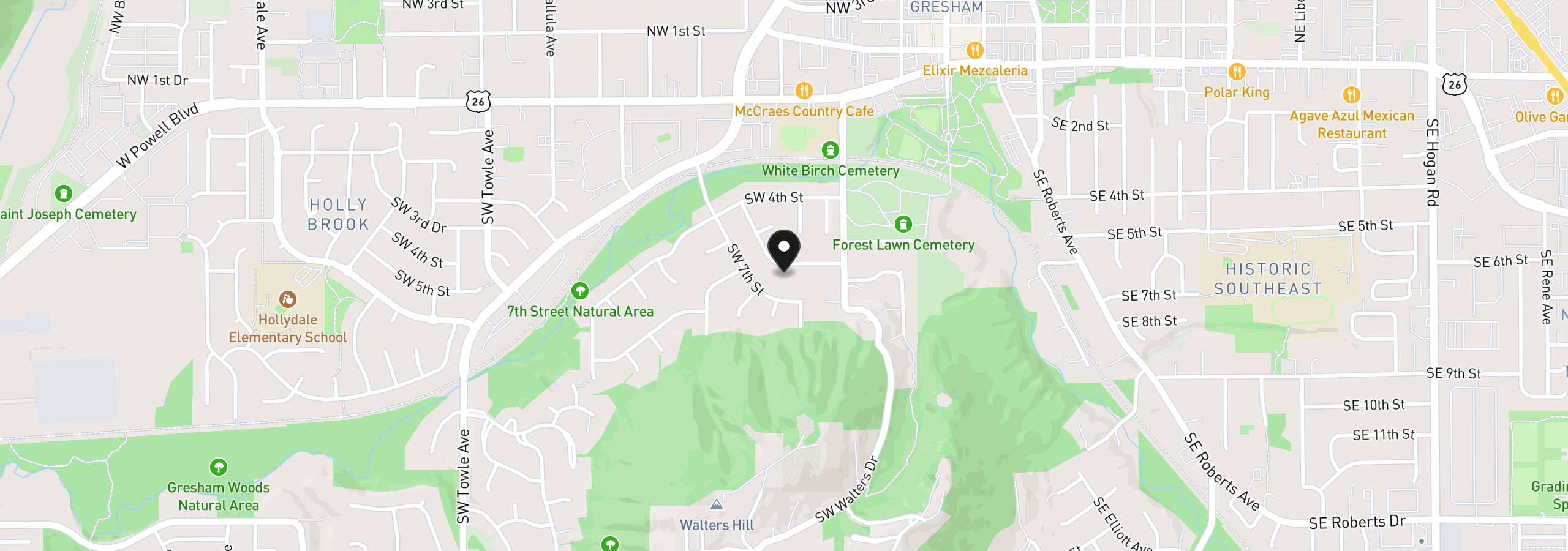 Map showing the location of 466 SW 6th St, Gresham, OR 97080