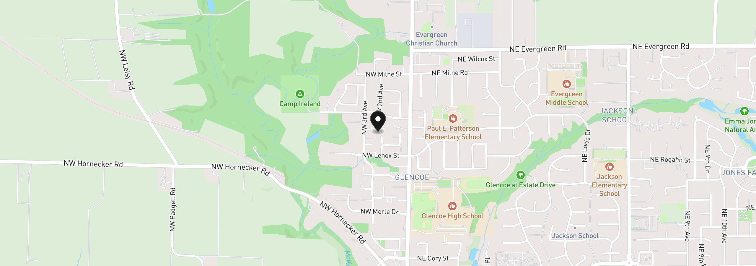 Map showing the location of 3550 NW 2nd Ave, Hillsboro, OR 97124