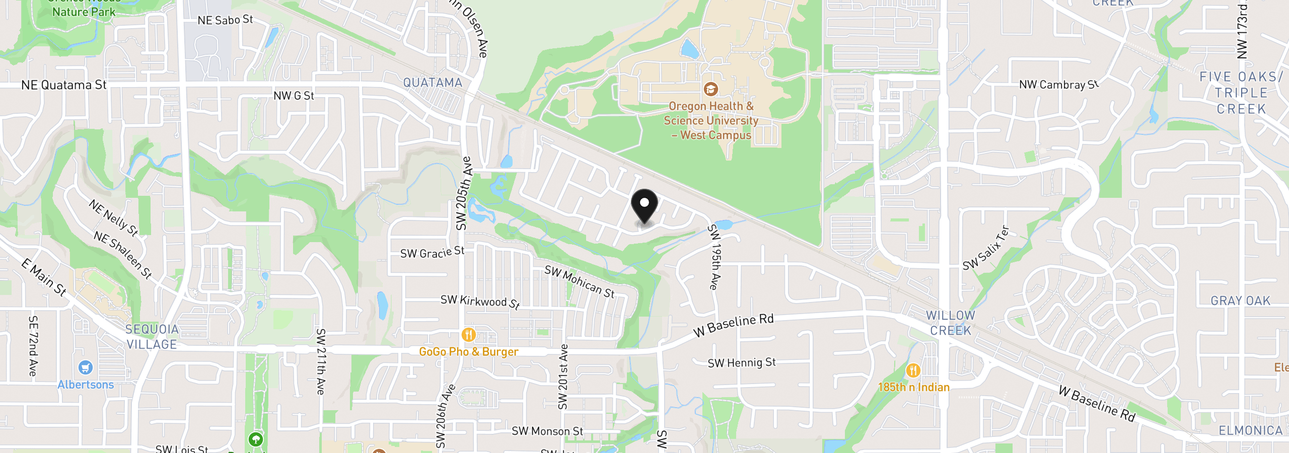 Map showing the location of 100 SW 195th Ave 181, Beaverton, OR 97006
