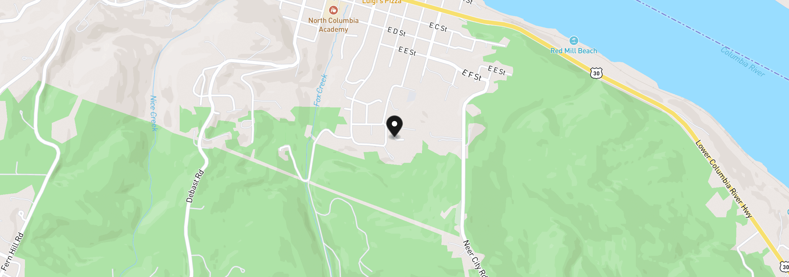 Map showing the location of 0 Richards Dr, Rainier, OR 97048